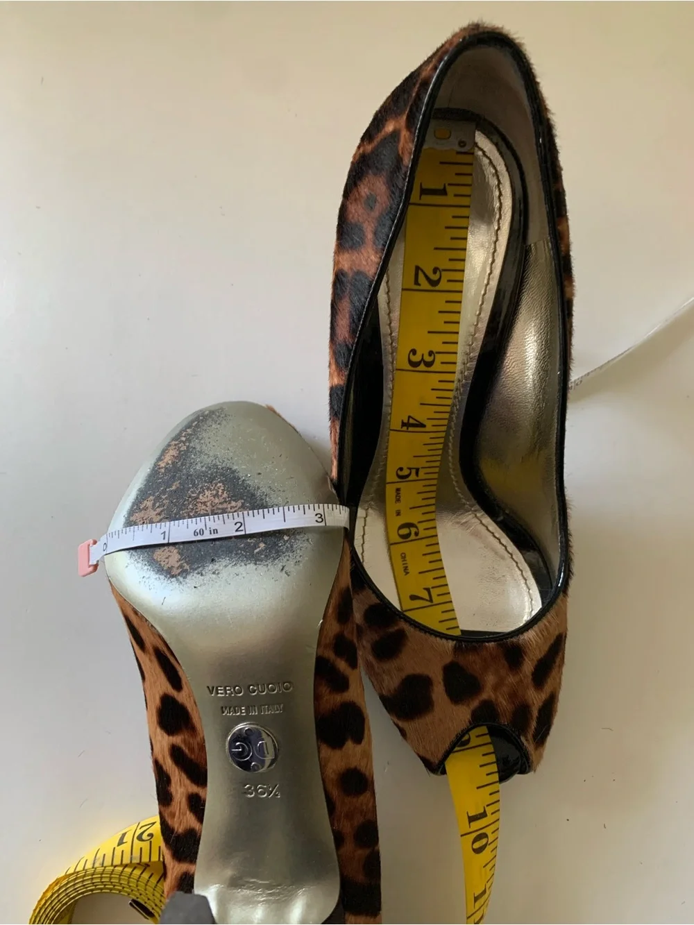 Dolce & Gabbana Calf Hair Leopard Print Peep-Toe Heels, Brown Tan Black, 36.5
